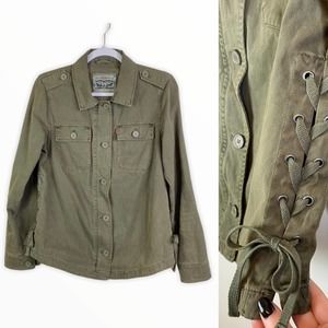 Levi's Lace Up Side Utility Shirt Jacket Green S